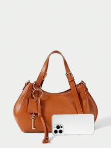 SHECARRY New Handbag, Multi-Functional Fashion Tote Bag, Versatile Shoulder Bag For Commuting - Brown - View 5