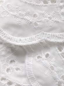 Livesso 夏季度假套装 圆领镂空蕾丝两件套，白色 - 白色 - 查看 7