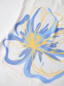 Almamuse 女士印花U领吊带背心，修身夏季打底衫 - 白色 - 查看 7