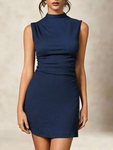 Briarwyn Women's Elegant Solid Color Sleeveless Mini Dress, Summer Dress ,Office Outfits For Women,Suitable For Work And Daily Commute,Elegant Dresses For Women - Royal Blue - View 8