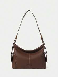 SHECARRY 女士单肩包，柔软鹅卵石纹PU皮革斜挎包 - 咖啡 - 查看 2