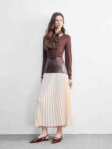 CUCCOO BIZCHIC 女士尖头漆皮棕色简约休闲通勤优雅时尚后带套脚平底鞋 - 棕色 - 查看 6