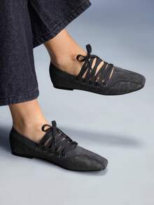 CUCCOO GRLICON 女士Y2K风格平底鞋，适合朋克、机车、酷女孩、万圣节、圣诞节、派对装扮 - 淺灰色 - 查看 5