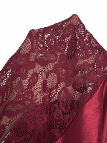 Coolane 男女夏季街头情侣同款Y2K辣妹风仙女风比赛日撞色蕾丝数字图案拼接超大款针织T恤 - 紅色 - 查看 7