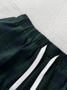 CovetEZ Quần short ống rộng kẻ caro phối màu tương phản dành cho nữ, thích hợp cho mùa xuân và mùa hè. - Nhiều màu - Xem 5