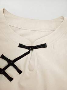 Franclia Women's Casual Shirt With Ruffle Trim, Suitable For New Year Party Cute Top Fashion Tops Chic Tops Tops Cute Bow Top - Apricot - View 3