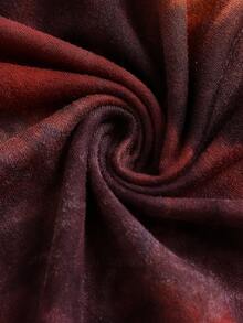 少女休闲扎染宽松圆领T恤和黑色打底裤套装 - 黑色 - 查看 3