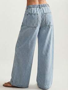 Bohemela Spring-To-Summer Women's Jeans,Light Blue Jeans,Spring To Summer,Comfortable Denim,Loose-Fit Denim Pants - Black - View 2