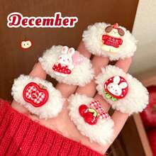 1pc Christmas Plush Animal Hair Clips, Girls Versatile Bangs Side Clips, Elegant Flyaway Hair Pins - Multicolor - View 3