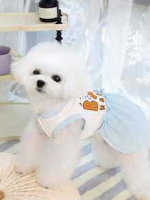 PETSIN 狗狗服装、猫咪服装、动物裙装、宠物春夏新品系列、幼犬连衣裙、公主风百搭连衣裙、条纹印花、小型动物服装、清凉防晒霜 - 彩色 - 查看 12