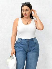 SHEIN Essnce paquete de 3 chalecos básicos largos de moda casual y cómodos para mujer de talla grande, para otoño, top curvilíneo, top sin mangas, para verano - Multicolor - Ver 7
