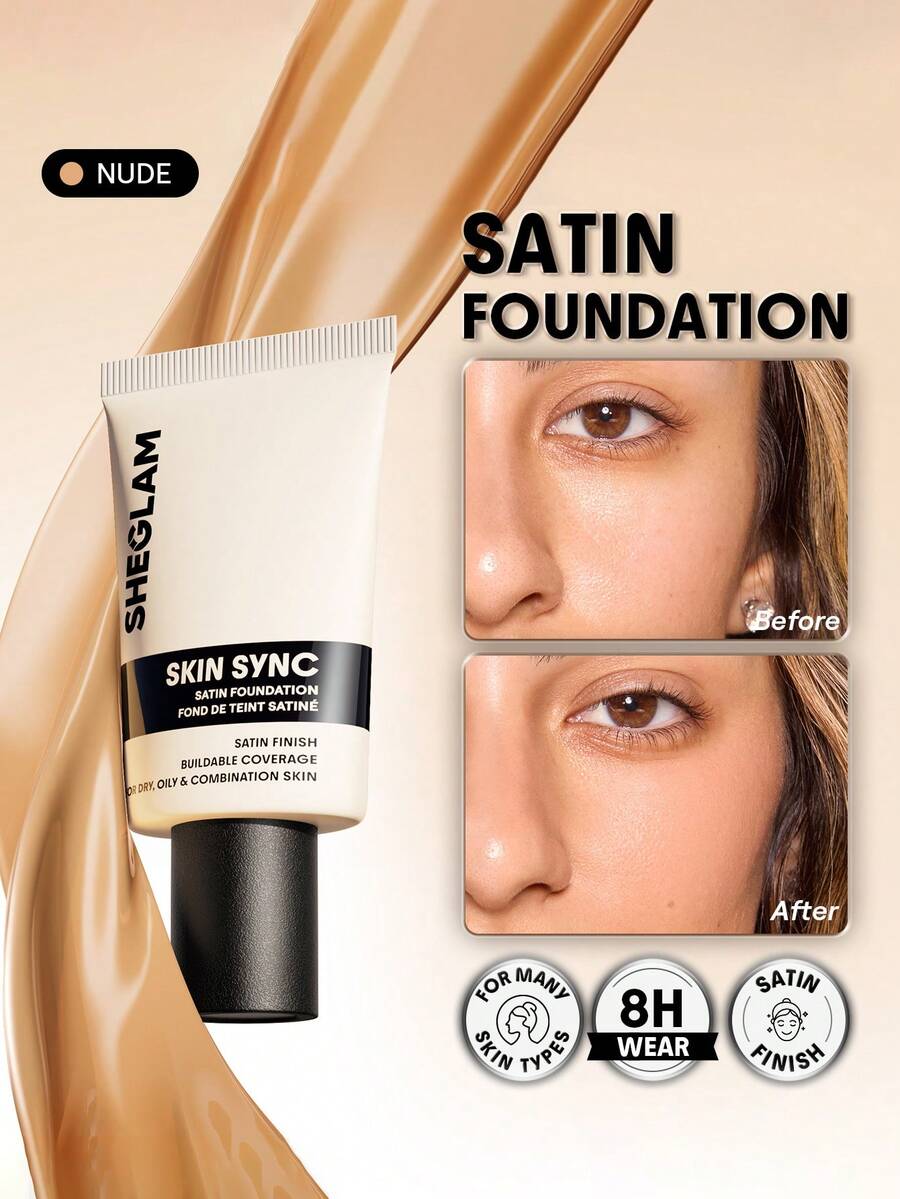 SHEGLAM Skin Sync Satin Foundation-Nude - Nude - View 1