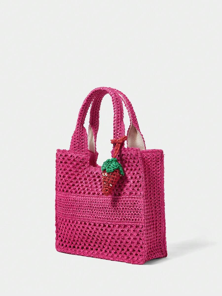 SHECARRY Women's Casual Straw Tote Bag, Suitable For Vacation - Multicolor - View 1