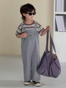 DAZY Young Boys' Solid Color Sleeveless Casual Loose Summer Versatile T-Shirt Set - Blue - View 8