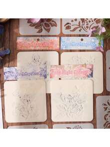 Bộ 4 khuôn tô hoa Flower Gallery Whisper Hollow-Out | Khuôn tô hoa viền ngang dùng cho viết tay trên báo, tô màu và vẽ tranh - Bộ - Xem 8