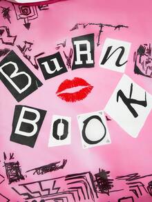 Mean Girls | SHEIN 1个可爱卡通人物印花涤纶面料可折叠购物袋/手提袋，带珠链小收纳袋，可挂在包上，可焚烧书籍 - 淺粉色 - 查看 2