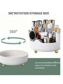 1pc 360° Rotating Makeup Perfume Organizer, 1pc Large Capacity Vanity Storage Tray, Multifunctional Cosmetic Organizer Round Holder With Elegant Design, Women's Day Gift,For Holiday Beach, Bathroom Collection, Bedroom Collection, Large Capacity - Multicolor - View 4