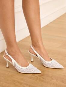 CUCCOO HITCHD Women's Pointed Toe Buckle Design Everyday Versatile Fashion High Heels Valentine's Day - White - View 6