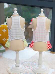 PETSIN 狗狗服装、猫咪服装、动物裙装、宠物春夏新品系列、幼犬连衣裙、公主风百搭连衣裙、条纹印花、小型动物服装、清凉防晒霜 - 彩色 - 查看 7