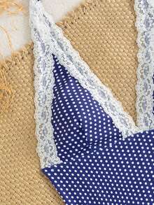 Swim Mod Women's Spring/Summer Beach Music Festival Polka Dot Lace Casual Cute Elegant Tie-Dye Wrap Dress Set - Multicolor - View 3