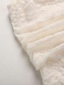 SHEIN 少女休闲优雅蕾丝扭结单肩修身T恤，适合日常穿着 - 白色 - 查看 5