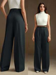 Anewsta Petite 女士小码办公室正装深灰色长裤 - 深灰色 - 查看 4