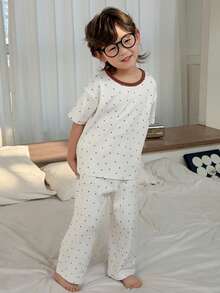 Dazy Kids Young Boy Star Print Short-Sleeve Top And Pants For Loungewear Summer - Apricot - View 3