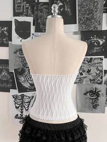 Attitoon Women's Y2K Contrast Lace Front Tie Camisole Top - White - View 6