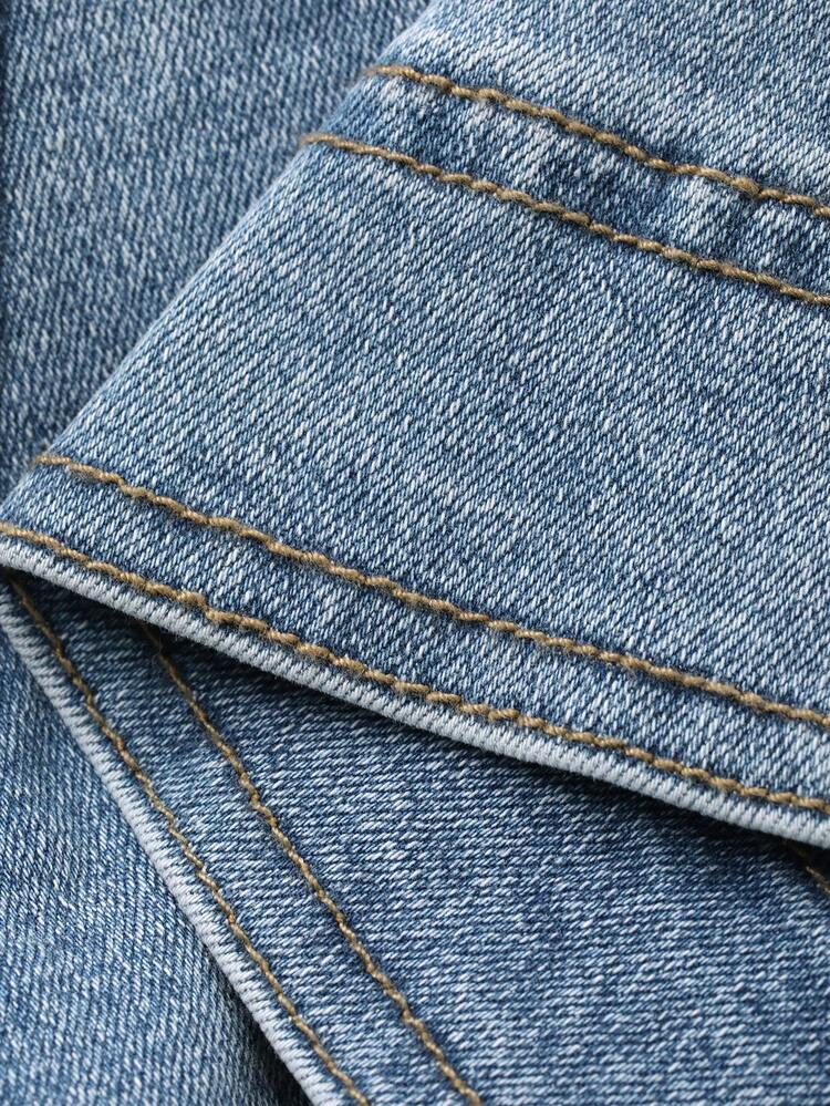 Blue Cotton Casual Slim Fit Denim Shorts For Women, Spring & Summer