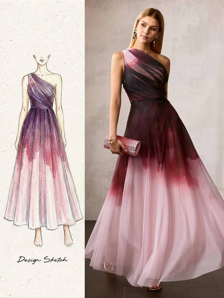 MOTF Soiréza 여성 포지셔닝 프린트 메시 파티 드레스, 봄/여름