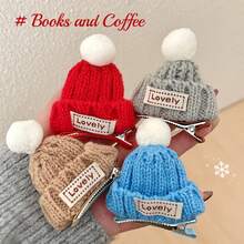 1件创意毛线针织帽发夹，少女甜美刘海夹，多功能前侧碎发发饰 - 彩色 - 查看 6