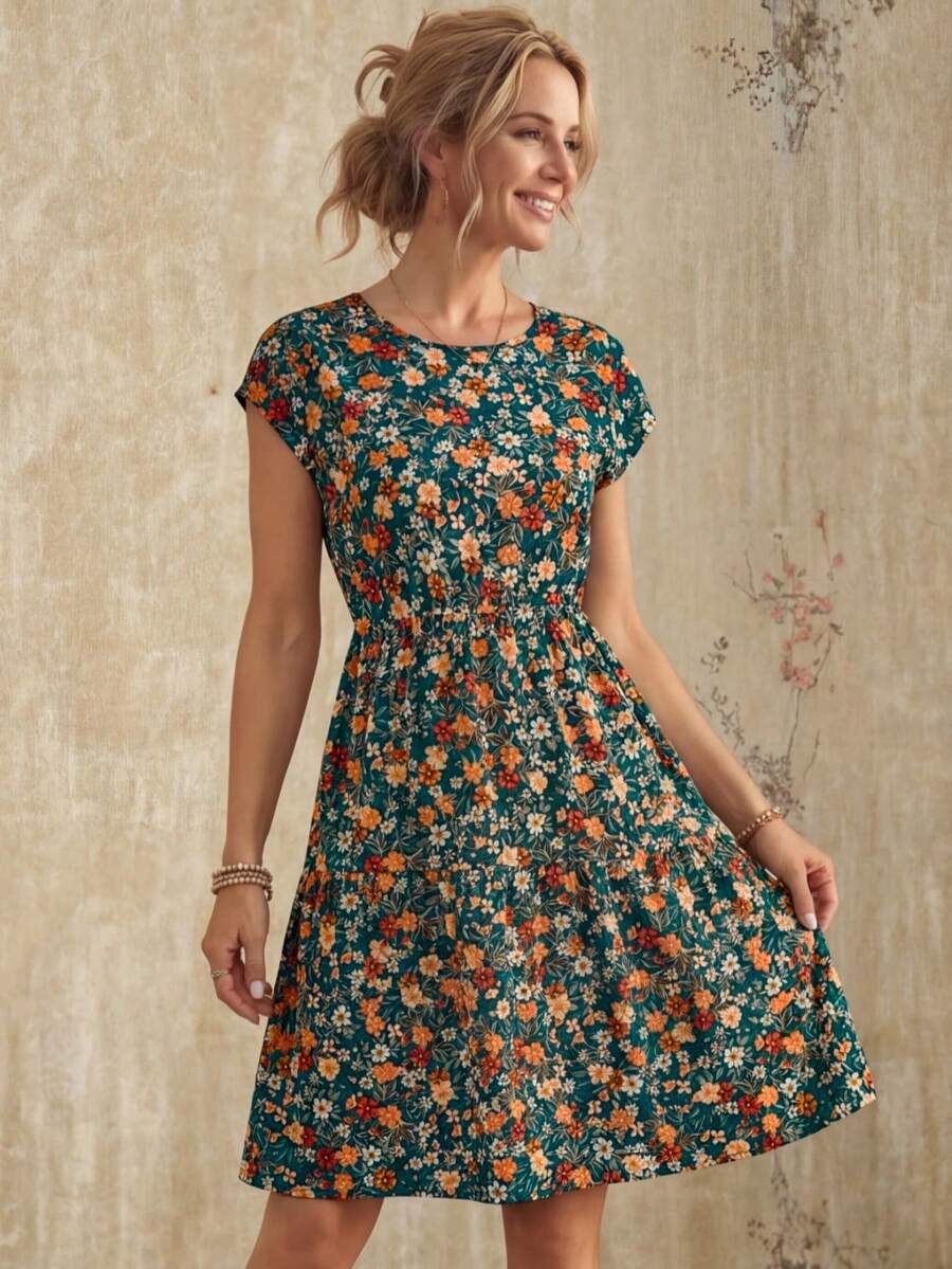 EMERY ROSE Ditsy Floral Waist Cinched Casual Vacation Dress,Summer Dresses
Spring Clothes - Multicolor - View 1