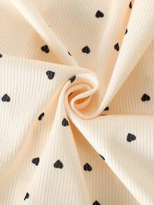 SHEIN Baby Girl 3pcs Leopard Print And Allover Heart Print And Solid Black Cami Jumpsuit - Multicolor - View 5