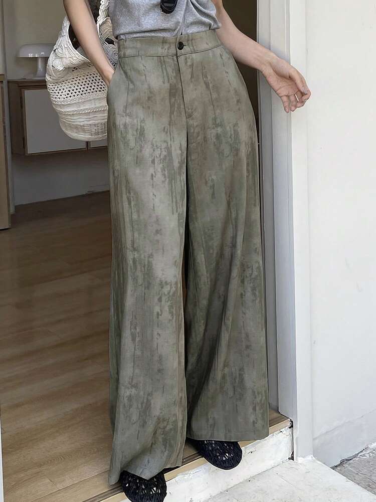 Tie-Dye Tie Dye Loose Wide Leg Pants, Casual Vacation Summer Trousers For Women