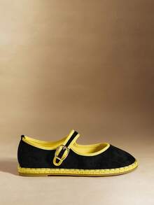 Rosivie Women's Buckle Design Casual Commuter Flat Shoes - Black - View 2