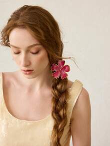 MOTF PREMIUM OIL DRIPPING FLOWER HAIR CLIP HAIR CLAWS CLAW CLIPS HAIR CLIPS HAIR JAW CLIP HAIR CLAMPS HAIR CLUTCH HAIR CATCHER CLIP - Red - View 4