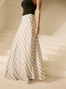 Aralina Women's Summer Semi Sheer Plaid Gingham Full Circle Maxi Skirt Cute Valentines Day Holiday Vacation Outfit Y2K Stockholm Style - Multicolor - View 4