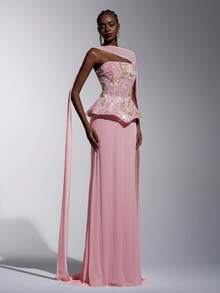 Elitara Đầm dạ hội sang trọng, thanh lịch, đính sequin và họa tiết ghép mảnh, chất liệu lưới co giãn, kiểu dáng đuôi cá, cổ yếm, thích hợp cho đám cưới, sự kiện, tiệc tùng, kỳ nghỉ, dạ hội và các dịp trang trọng. - Nhiều màu - Xem 6