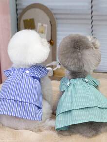 PETSIN Dog Clothing, Cat Clothing, Animal Skirts, Pet Spring/Summer New Collection, Puppy Dress, Princess Versatile Dress, Printed Stripes, Small Animal Clothing, Cool Sunscreen - Multicolor - View 11