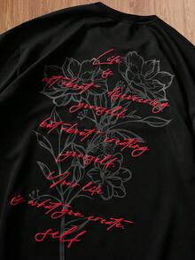 TOKVUE 男士流行街头风INS风3D立体印花休闲日常时尚街头短款宽松T恤 - 黑色 - 查看 2