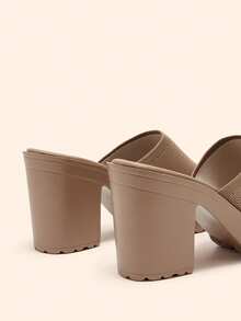 CUCCOO BASICS 女士单带粗跟穆勒凉鞋，优雅夏季高跟凉鞋，适合夏季毕业典礼、舞会、度假、返校、大学生、万圣节、圣诞节等场合。 - 鏽棕色 - 查看 5