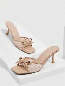 CUCCOO SZL Sexy New Summer Gold Criss-Cross Strap Fashionable Charming Sexy Women's High Heel Sandals, Slim Strap Square Toe Stiletto Heels Open Toe Sandals - Khaki - View 2