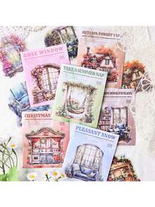 6pcs Secret Scenery PET Sticker Pack | Cross-Border Journal Stickers For Student, DIY Scrapbook Supplies - suit - View 2