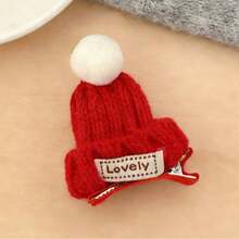 1件创意毛线针织帽发夹，少女甜美刘海夹，多功能前侧碎发发饰 - 彩色 - 查看 13