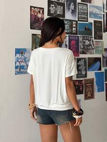 StreetHx Solid Plunging Neck Tee Without Tube Top - White - View 2