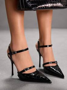 CUCCOO SZL Casual Versatile Solid Color Women's Pointed Toe Backless High Heel Pumps Spring Shoes - 19-62 black - View 9
