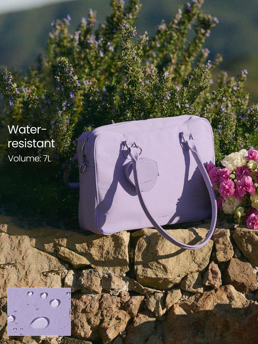 GLOWMODE Medium 7L Carry Your Heart Water-Resistant Adjustable Strap Tote Bag With Heart-Shaped Coin Purse Daily Casual Wear - Purple - View 1