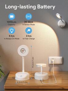 Teckwe 可充电室内壁灯 LED 运动传感器聚光灯 3 种灯光颜色亮度可调图片壁画灯用于悬挂照片绘画展示柜楼梯客厅画廊、圣诞礼物、秋冬季假期必备品露营度假必需品度假配件 - 白色 - 查看 9