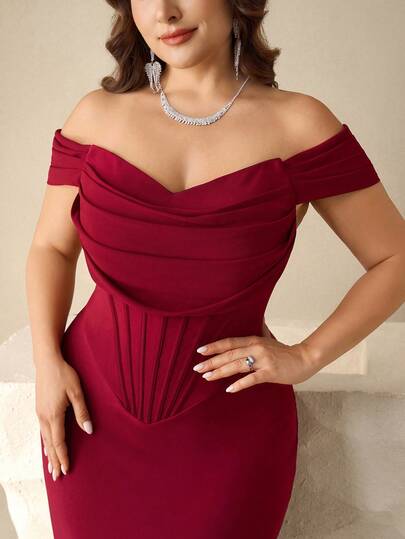 Coutiva Elegant High-End Luxury Plus Size Bridesmaid Dress