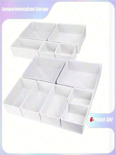 صندوق تخزين مستحضرات التجميل للرفوف/المكتب 6 قطع، صندوق تخزين طاولة التزيين، صندوق تخزين متعدد الأقسام مضاد للسقوط للأشياء الصغيرة، صندوق تخزين فاخر، ديكور الغرفة، ديكور المنزل، ديكور الخريف، ديكور غرفة النوم